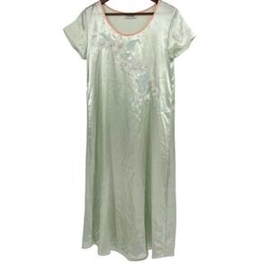 Natori light green long nightgown floral flower print lightweight size small